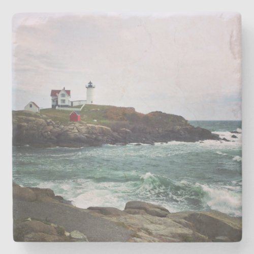 Nubble Light _ York Maine Stone Coaster