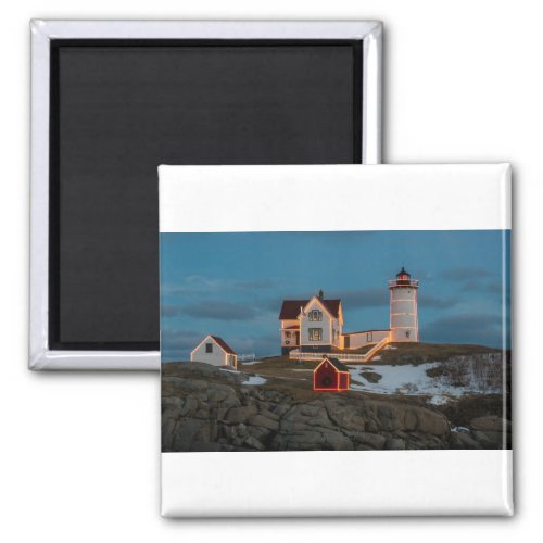 Nubble lighthouse at Christmas Magnet