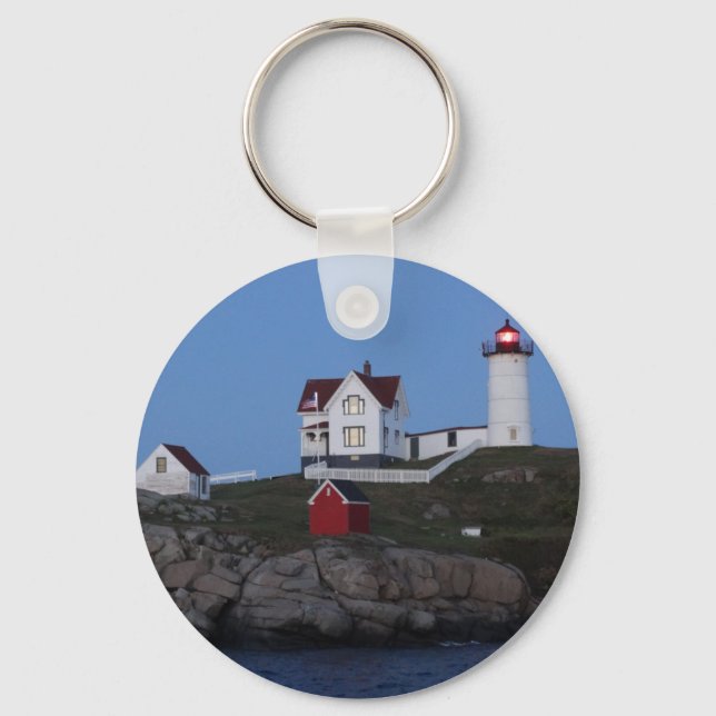 Nubble Lighthouse at Night Keychain (Front)