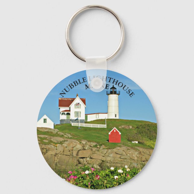 Nubble Lighthouse, Cape Neddick Maine Keychain (Front)