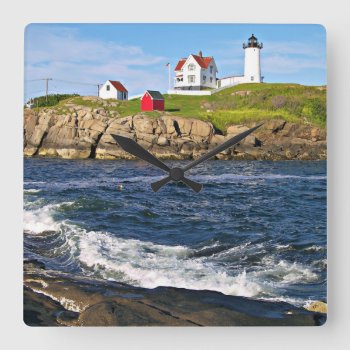 Nubble Lighthouse  Cape Neddick Maine Square Wall Clock by LighthouseGuy at Zazzle