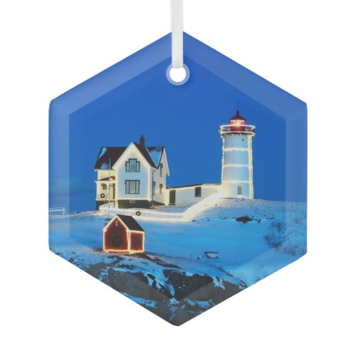 Nubble Lighthouse Glass Ornament
