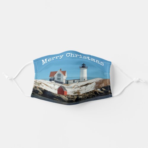 Nubble Lighthouse Maine Christmas Adult Cloth Face Mask