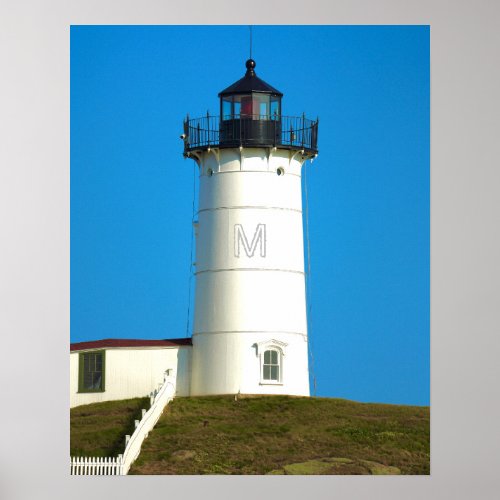 Nubble Lighthouse Maine Monogram Poster