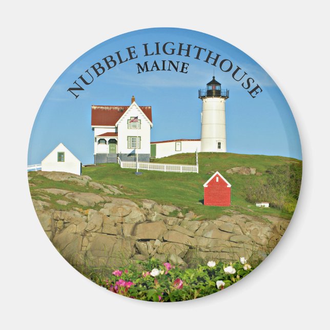 Nubble Lighthouse, Maine Round Magnet (Front)