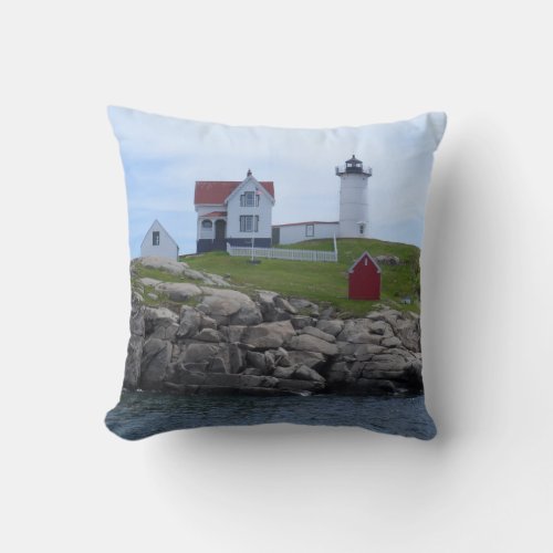 Nubble Lighthouse _ Maine Throw Pillow