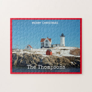 Nubble Red Atlantic Ocean Maine Lighthouse Jigsaw Puzzle