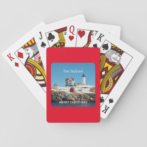 Nubble Red Name Coastal Ocean Maine Lighthouse Poker Cards