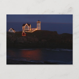 Nubbles Lighthouse Postcard-Holiday Lights Postcard