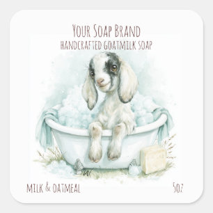 Nubian Baby Goat Handmade Goatmilk Soap Square Sticker
