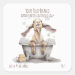 Nubian  Baby Goat in a Bubble Bath Handmade Soap Square Sticker