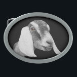 Nubian  Dairy Goat Belt Buckle<br><div class="desc">Nubian Dairy goat pencil sketched and on a black background - change the background color by using the customize this button and then the edit drop down for background color</div>