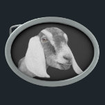 Nubian  Dairy Goat Belt Buckle<br><div class="desc">Nubian Dairy goat pencil sketched and on a black background - change the background color by using the customize this button and then the edit drop down for background color</div>