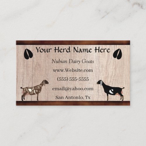 Nubian Dairy Goat Business Card