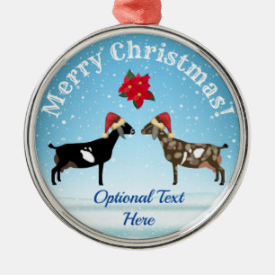 Nubian Dairy Goat Christmas in the snow Metal Ornament