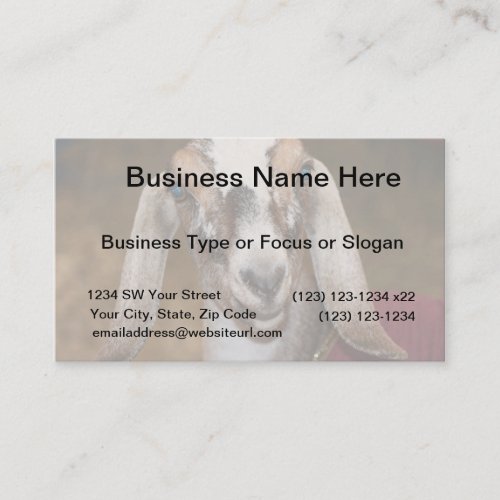 Nubian Dairy Goat Doe White Stripe Caprine Business Card