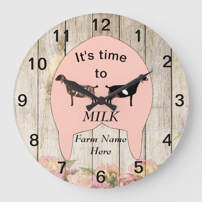 Nubian Dairy Goat Farm Udder Large Clock (Front)