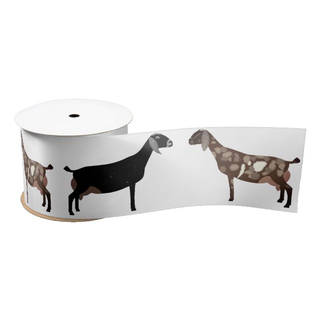 Nubian Dairy Goat White Satin Ribbon (Spool)