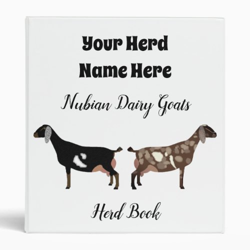 Nubian Dairy Goats Herd Book 3 Ring Binder