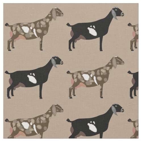 Nubian Dairy Goats on Tan Fabric