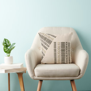 Nubian Geometric Kuba Cloth Prints Throw Pillow