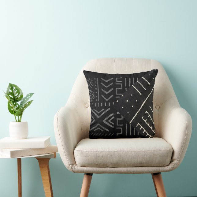 Nubian Geometric Mud Cloth Prints Throw Pillow (Chair)