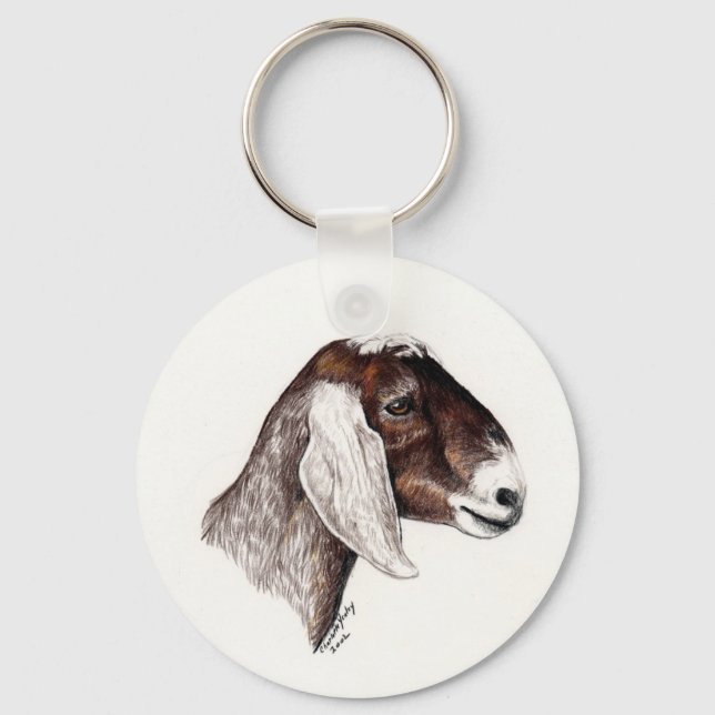 "Nubian Goat" Animal Art Keychain (Front)