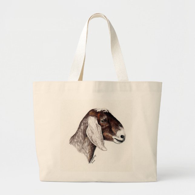 "Nubian Goat" Animal art Tote (Front)