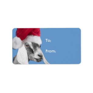 Nubian Goat Santa Goat Christmas Gift Tag