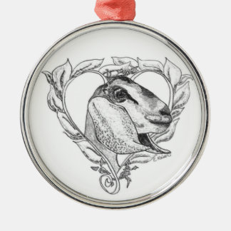 Nubian Head in Heart Metal Ornament