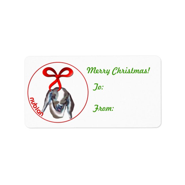 Nubian Kid Goat Christmas Gift Tag Sticker (Front)