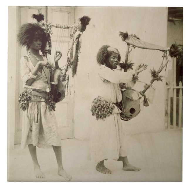 Nubian Musicians (sepia photo) Tile (Front)