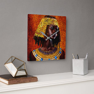 Nubian Queen Square Wall Clock
