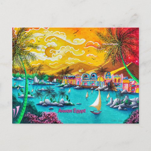Nubian Village Aswan Egypt Travel PoP Art Postcard