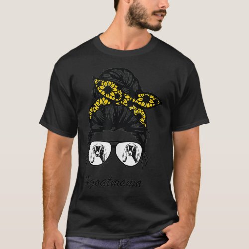 nubians goat mama messy hair bun sunflower mother  T_Shirt