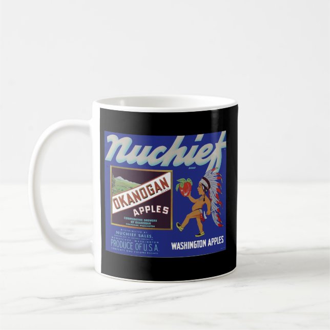 Nuchief Apples - Vintage Fruit Crate Label Coffee Mug (Left)