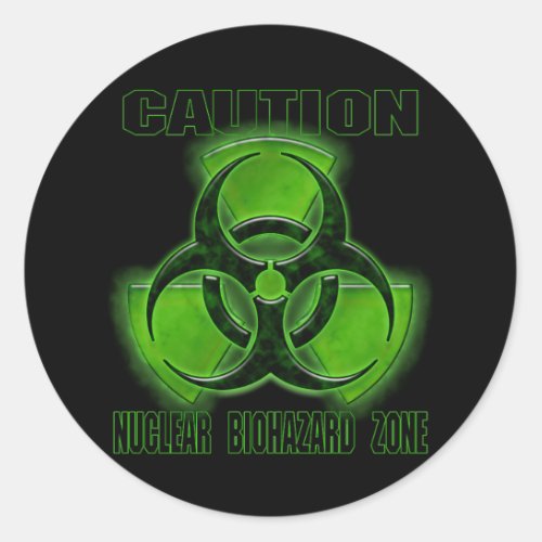Nuclear Biohazard Caution Sign Classic Round Sticker