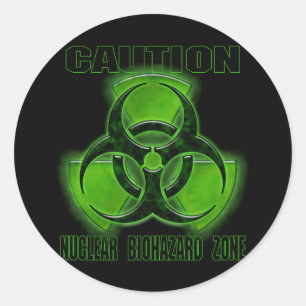 Nuclear Biohazard Caution Sign Classic Round Sticker