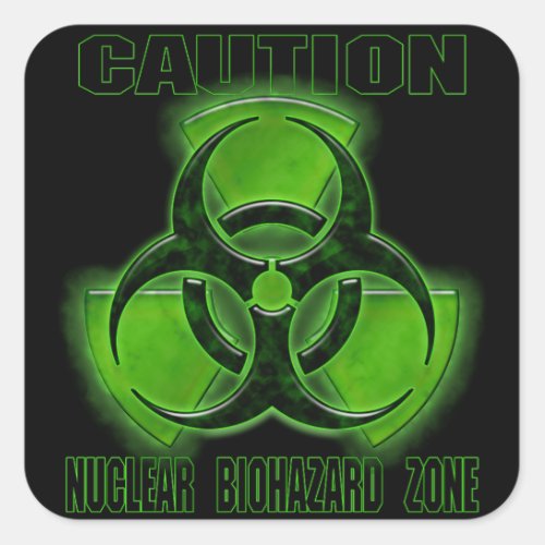 Nuclear Biohazard Caution Sign Square Sticker
