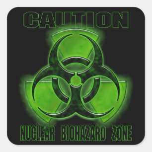 Nuclear Biohazard Caution Sign Square Sticker