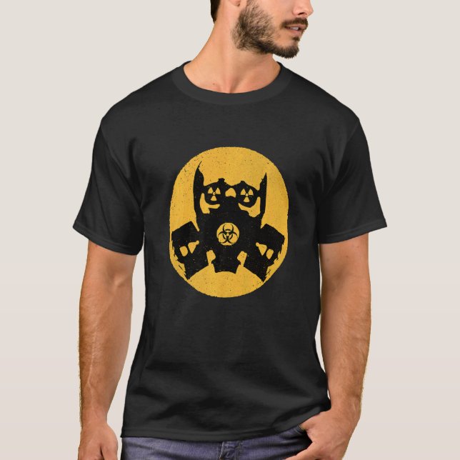 Nuclear Biohazard Fallout Gasmask Vintage Grunge T-Shirt (Front)