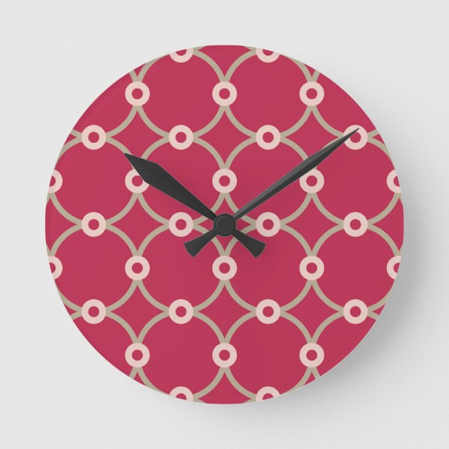 Nuclear Connectivity - magenta - seamless pattern. Round Clock (Front)