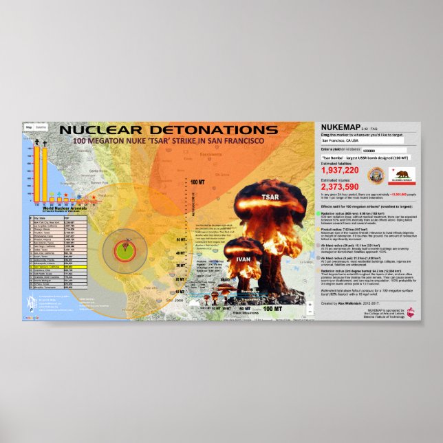Nuclear Detonations - San Francisco Poster (Front)