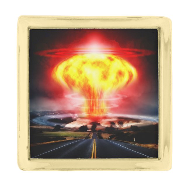 Nuclear Explosion Gold Finish Lapel Pin (Front)