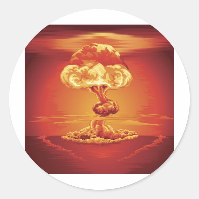 Nuclear explosion mushroom cloud classic round sticker (Front)