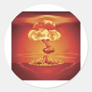 Nuclear explosion mushroom cloud classic round sticker