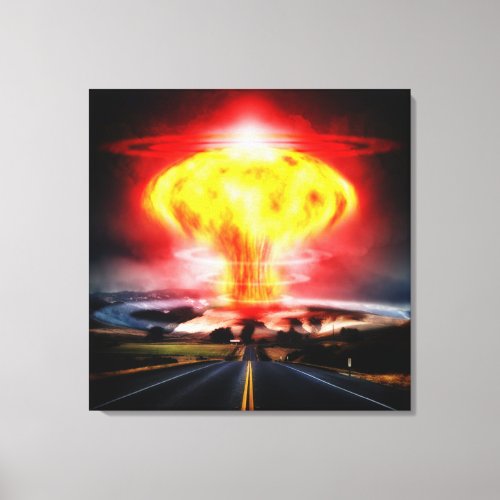 Nuclear explosion mushroom cloud illustration canvas print