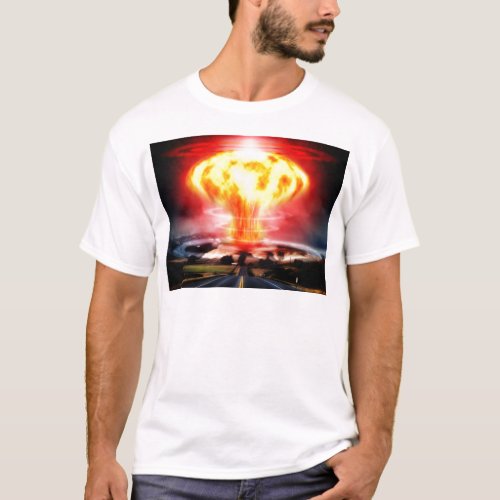 Nuclear explosion mushroom cloud illustration T_Shirt