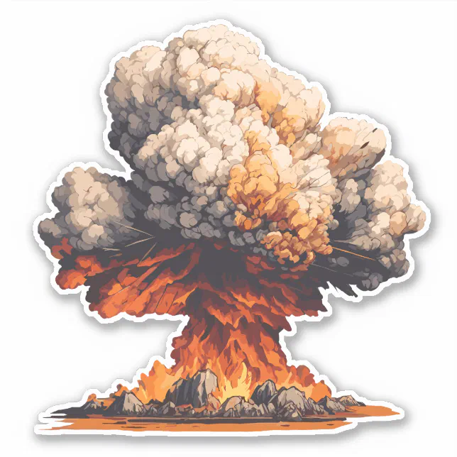 Simple Nuke Sticker Nuclear Explosion Sticker | Zazzle