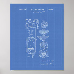 Nuclear Fission 1956 Patent Art Blueprint Poster